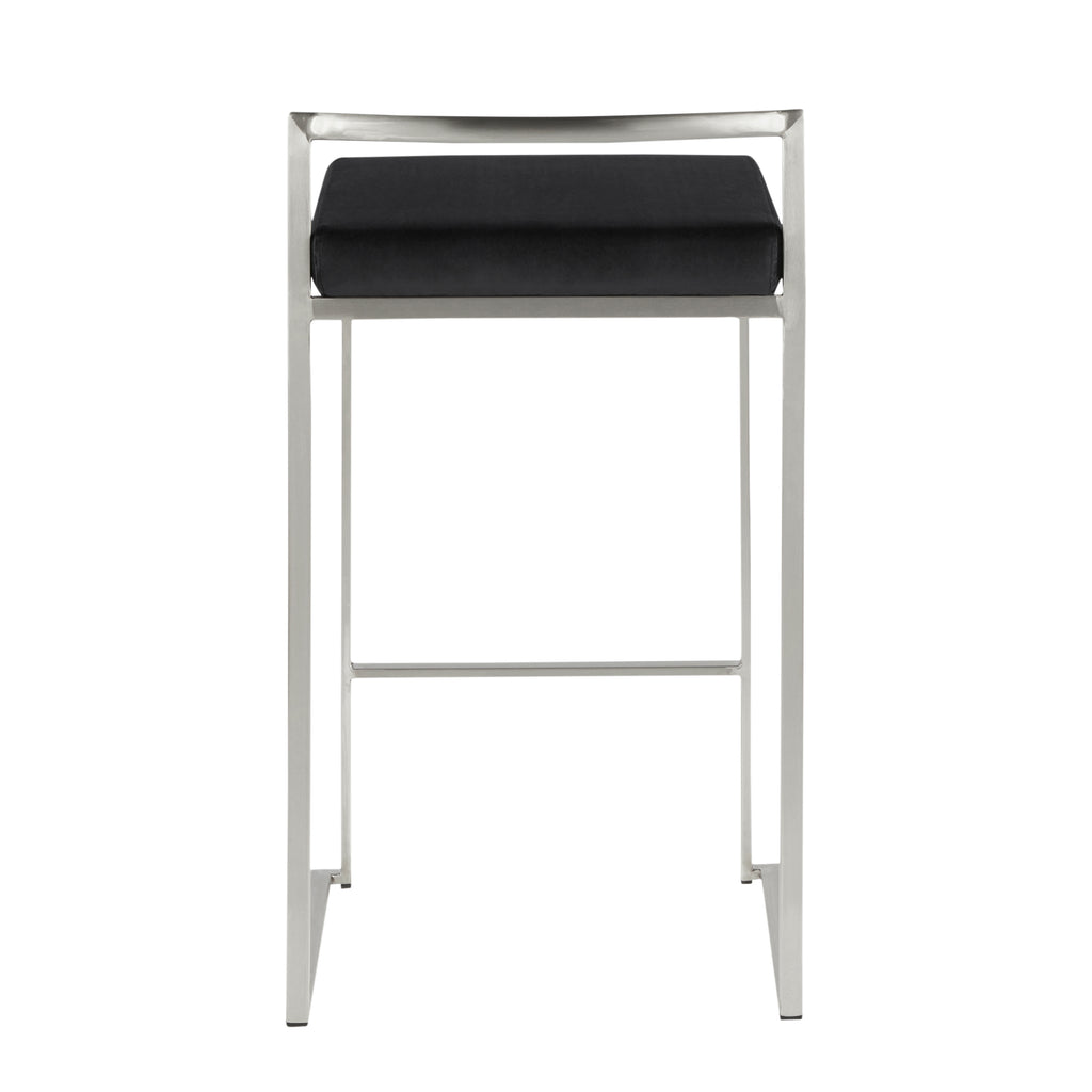 26" Contemporary Stackable Counter Stool Set in Stainless Steel