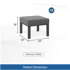 Set of 2, 22” All-Weather Metal Patio Ottomans Thick