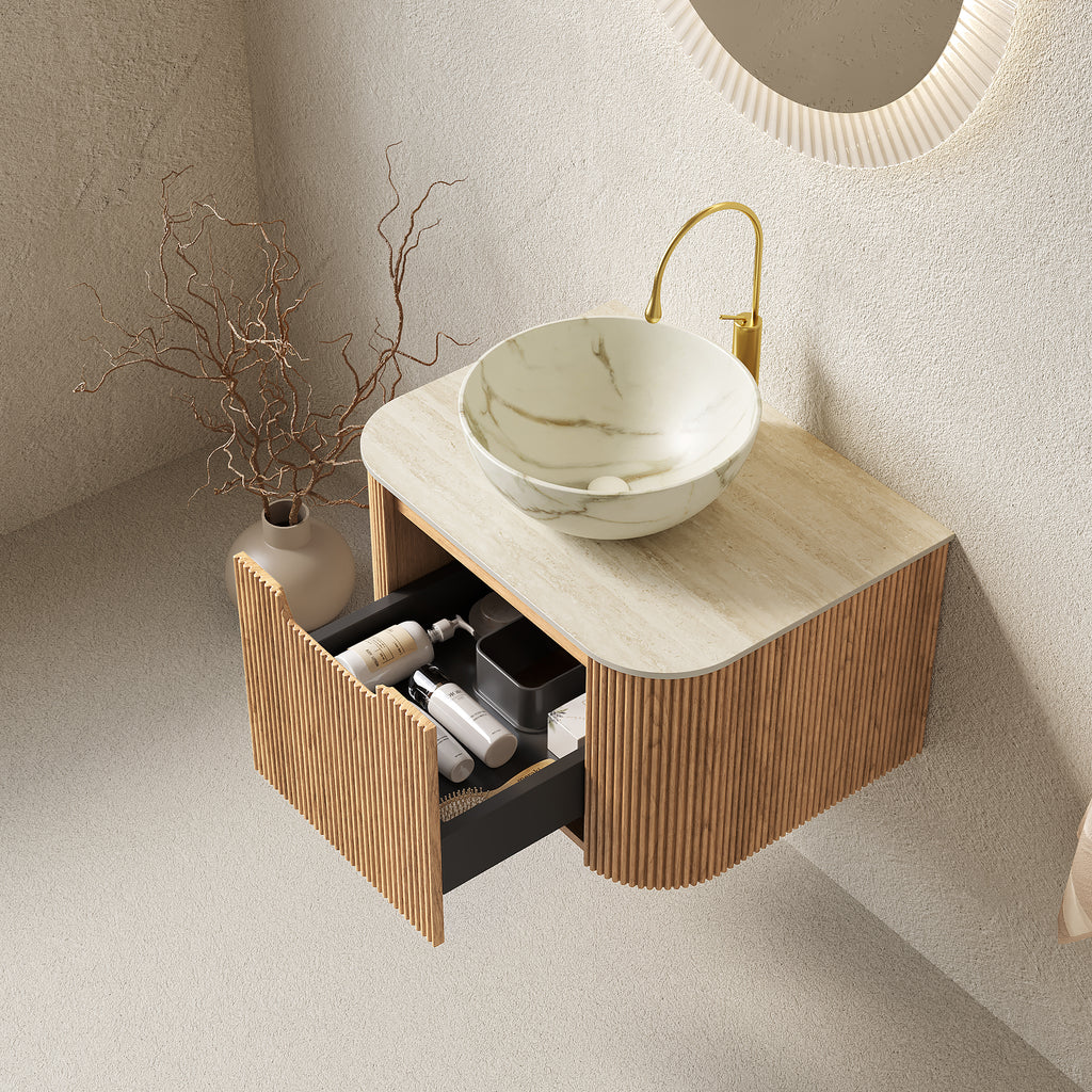 Dina 24'' Bathroom Vanity & Sink, Floating Curved Edges