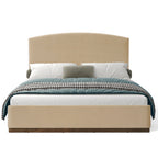 Queen Size Upholstered Bed Frame With Velvet Fabric