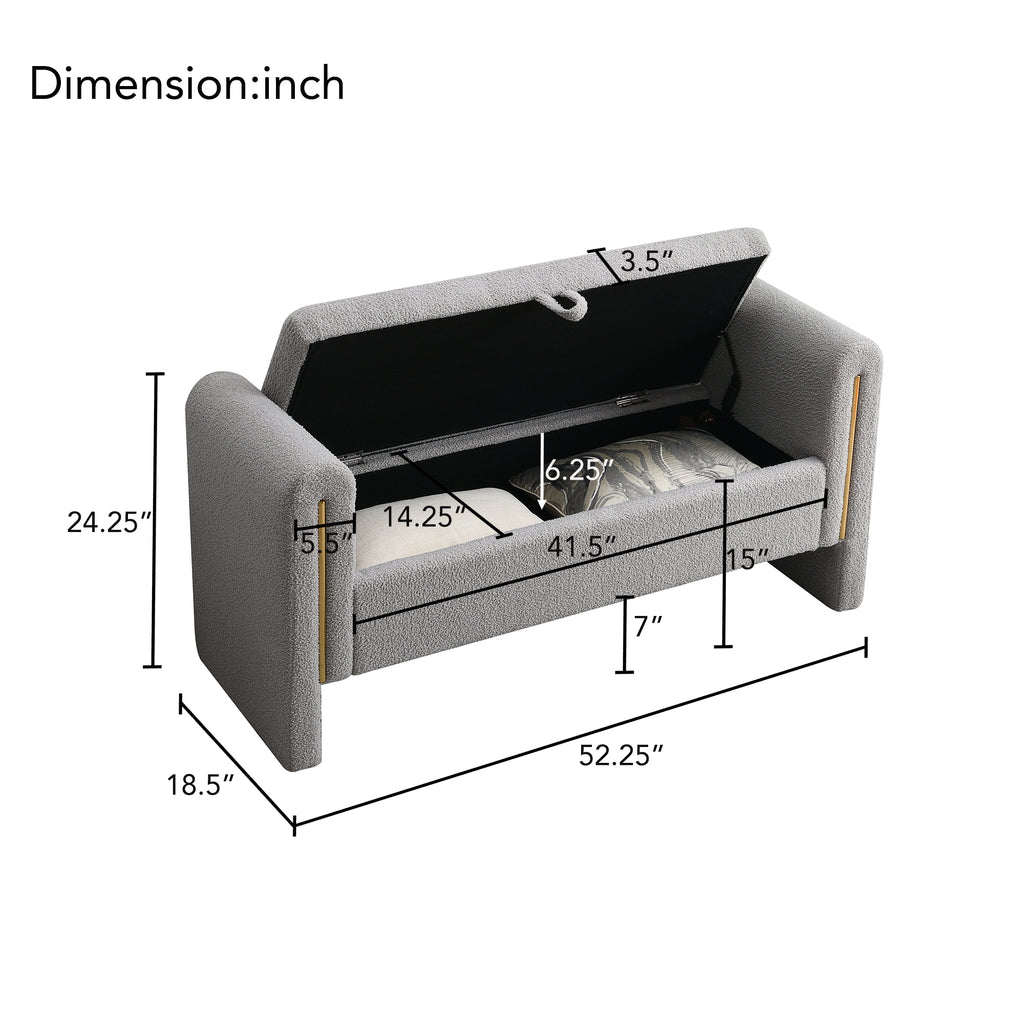 Modern Teddy Bed End Bench with Arms and Storage