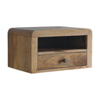 Chunky Floating Bedside, 1-Drawer, 1 Open Slot, Oak-ish