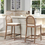 Panama 26.5" Curved Back Cane Rattan Counter Stool, Set of 2