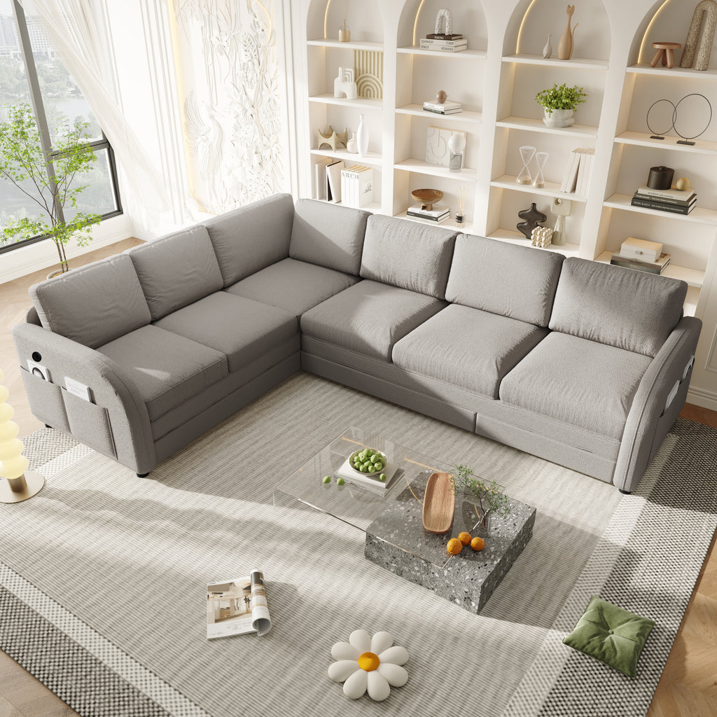 115.2" L-Shaped Pull-Out Bed Sleeper Sofa