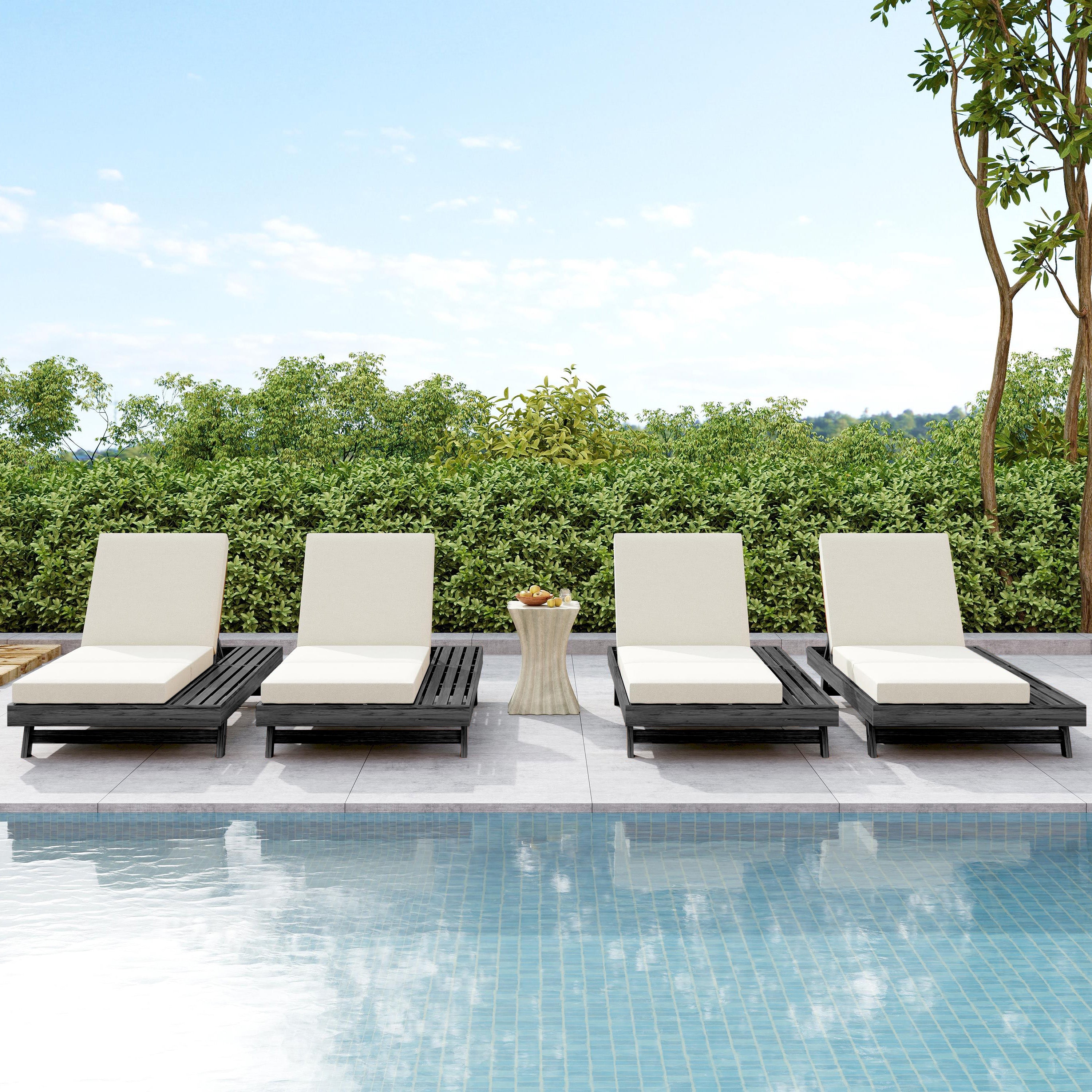Lounge Chaise Set in Acacia Solid Wood