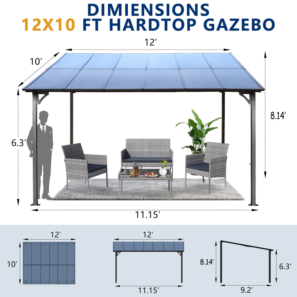 10' x 12' Outdoor Pergola Gazebo