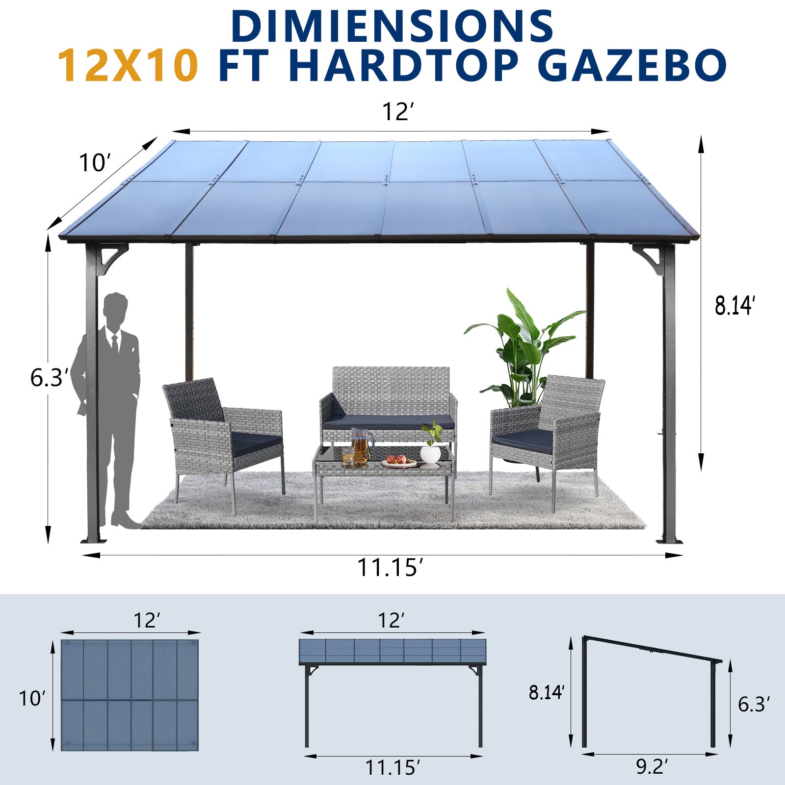 10' x 12' Outdoor Pergola Gazebo