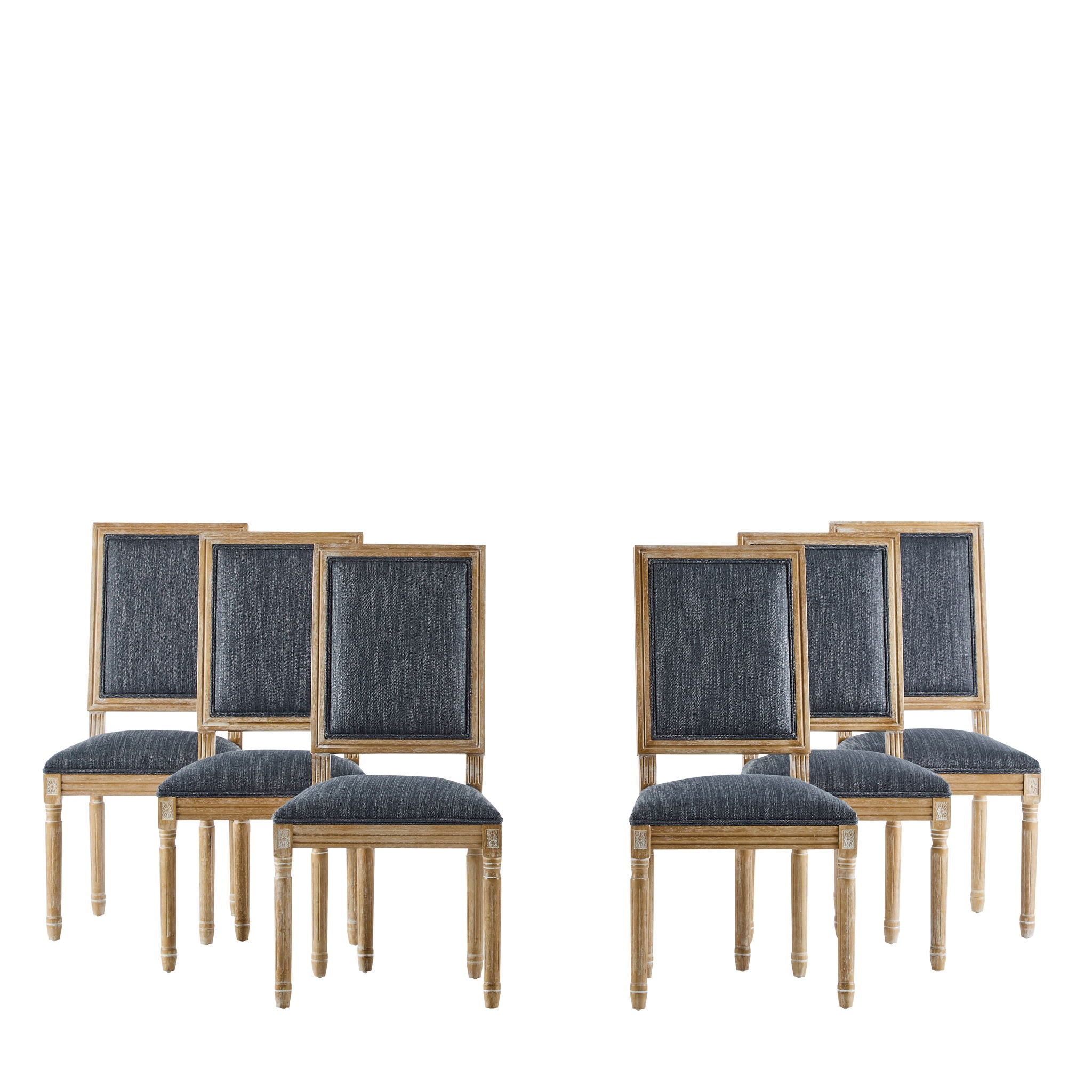 French Country Style Dining Chair with Upholstered Seating and Fluted Legs