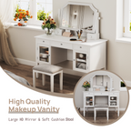 44.4" Makeup Vanity Desk with Adjustable Mirror