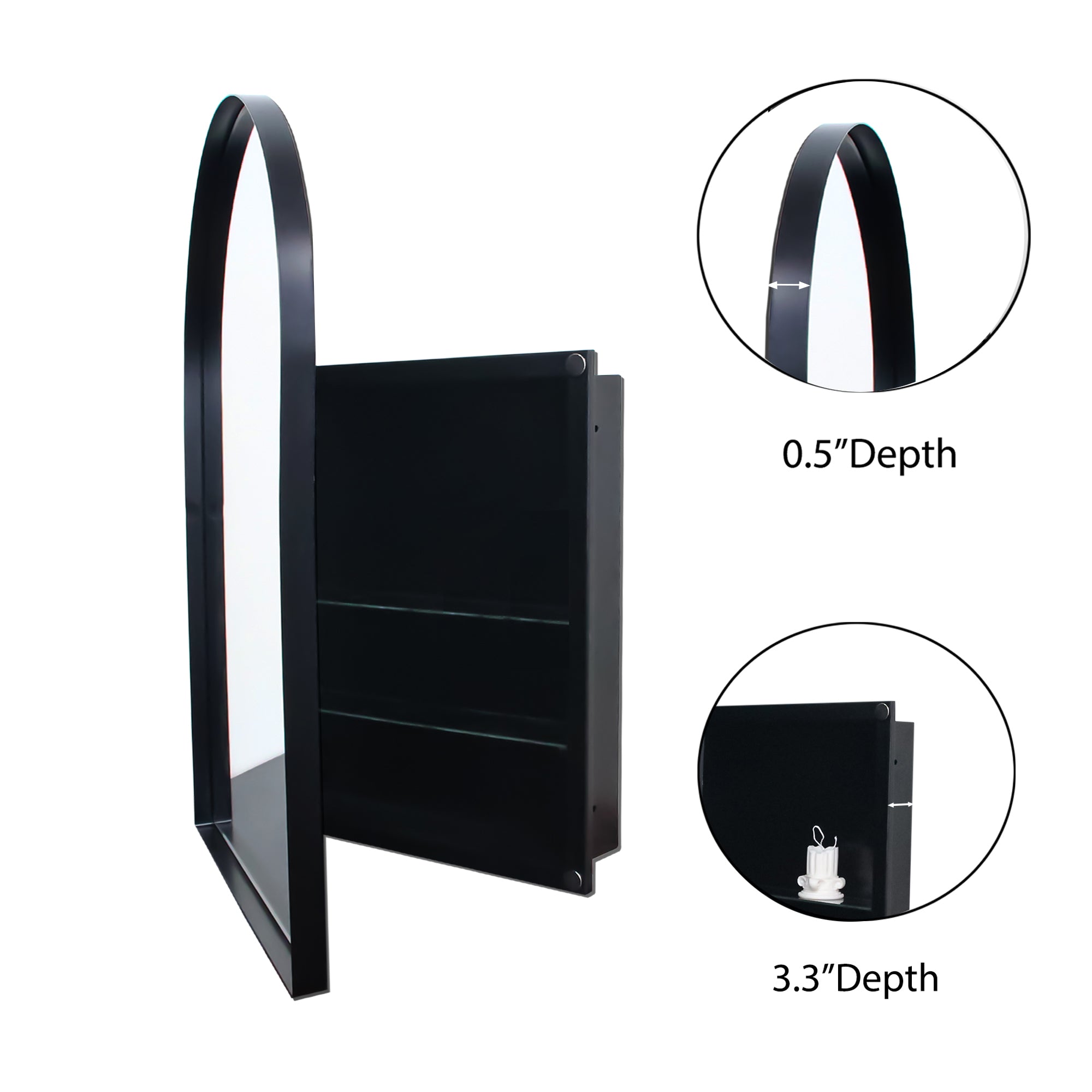 24x36 Inch Arched Recessed Medicine Cabinet