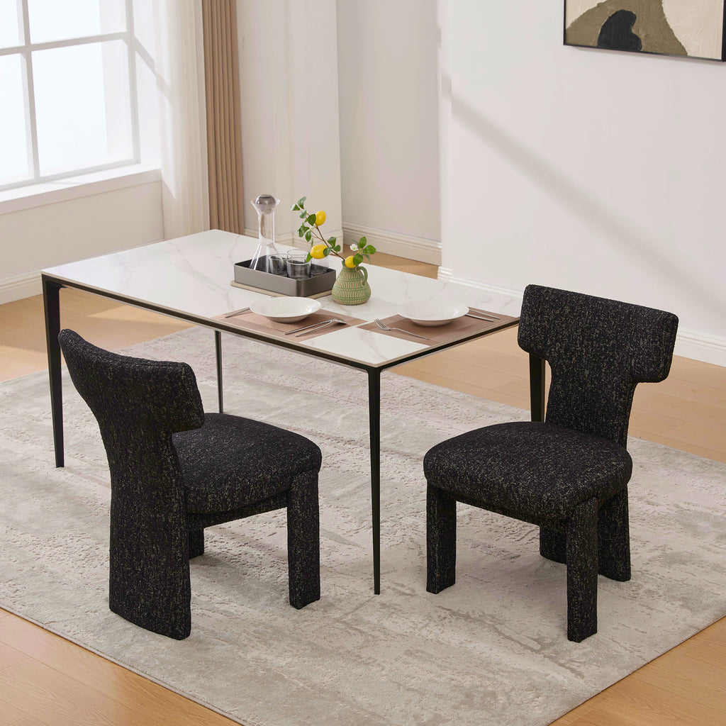 22.05" Wide Modern Upholstered Chenille Dining Chair Set of 2