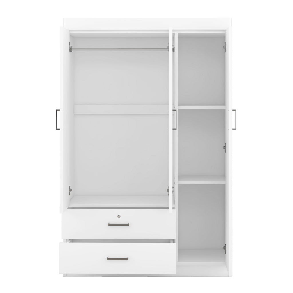 3-Door Mirror Wardrobe with Shelves
