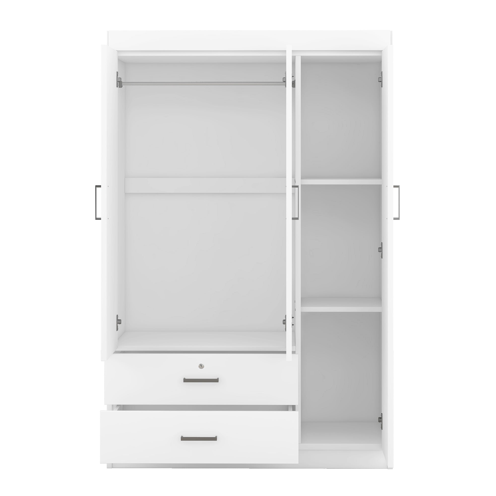 3-Door Mirror Wardrobe with Shelves