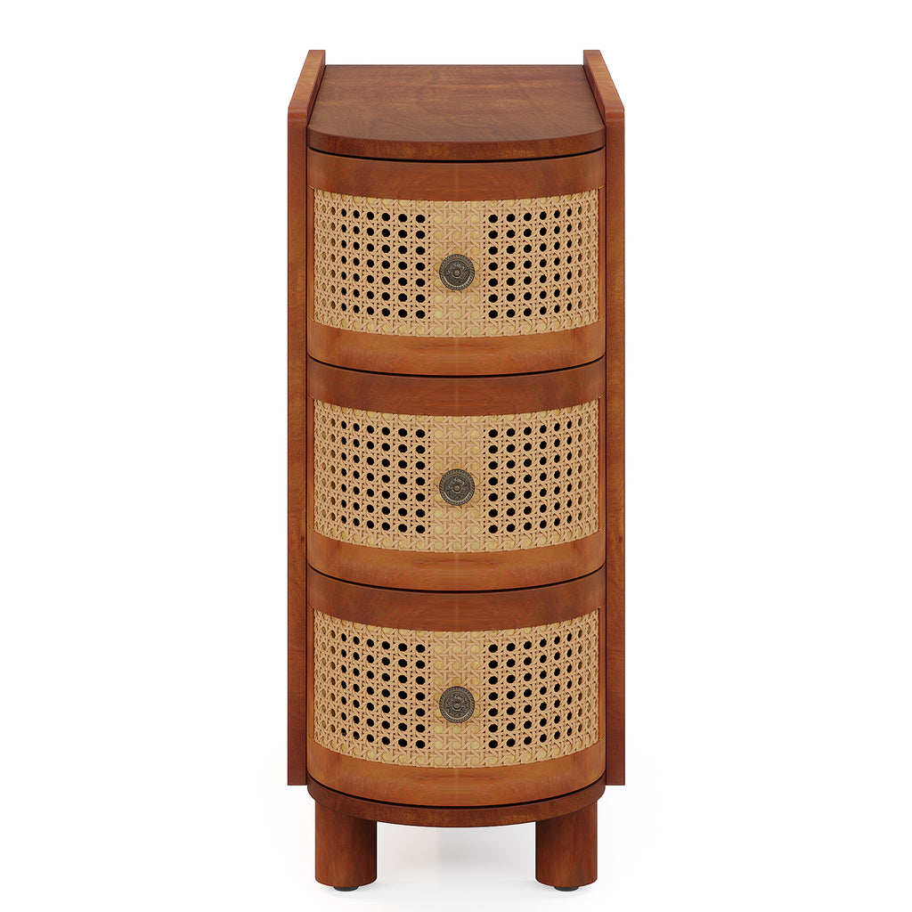 10.62" Narrow Rattan 3-Drawer End Table