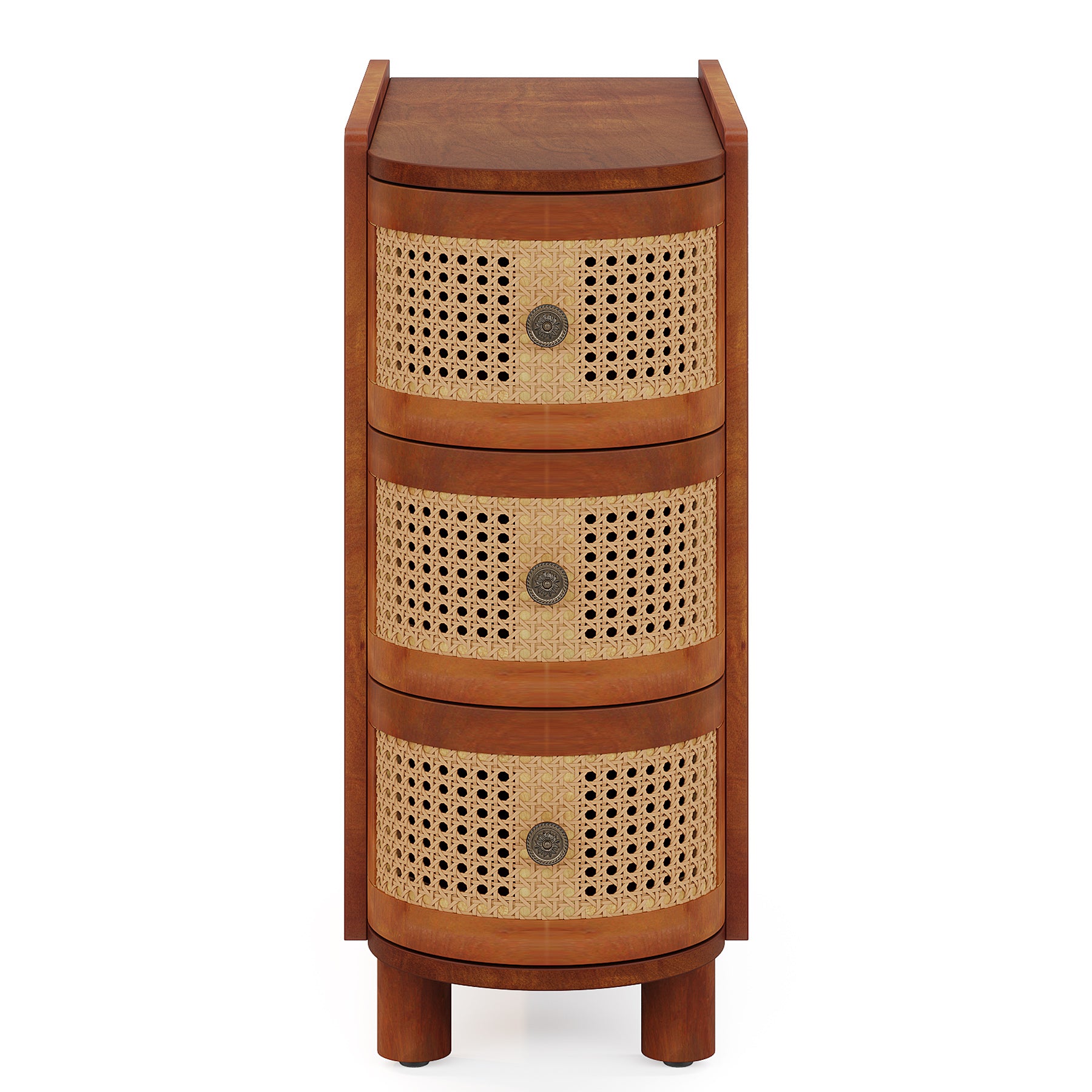10.62" Narrow Rattan 3-Drawer End Table