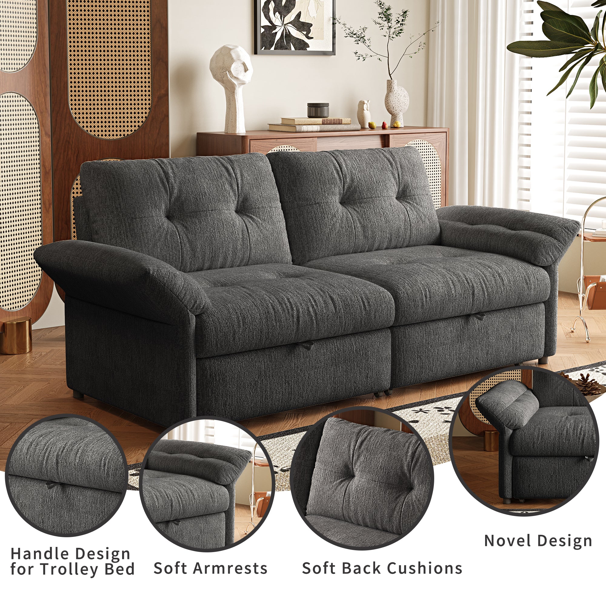 Multi-Functional Sofa with Convertible Bed