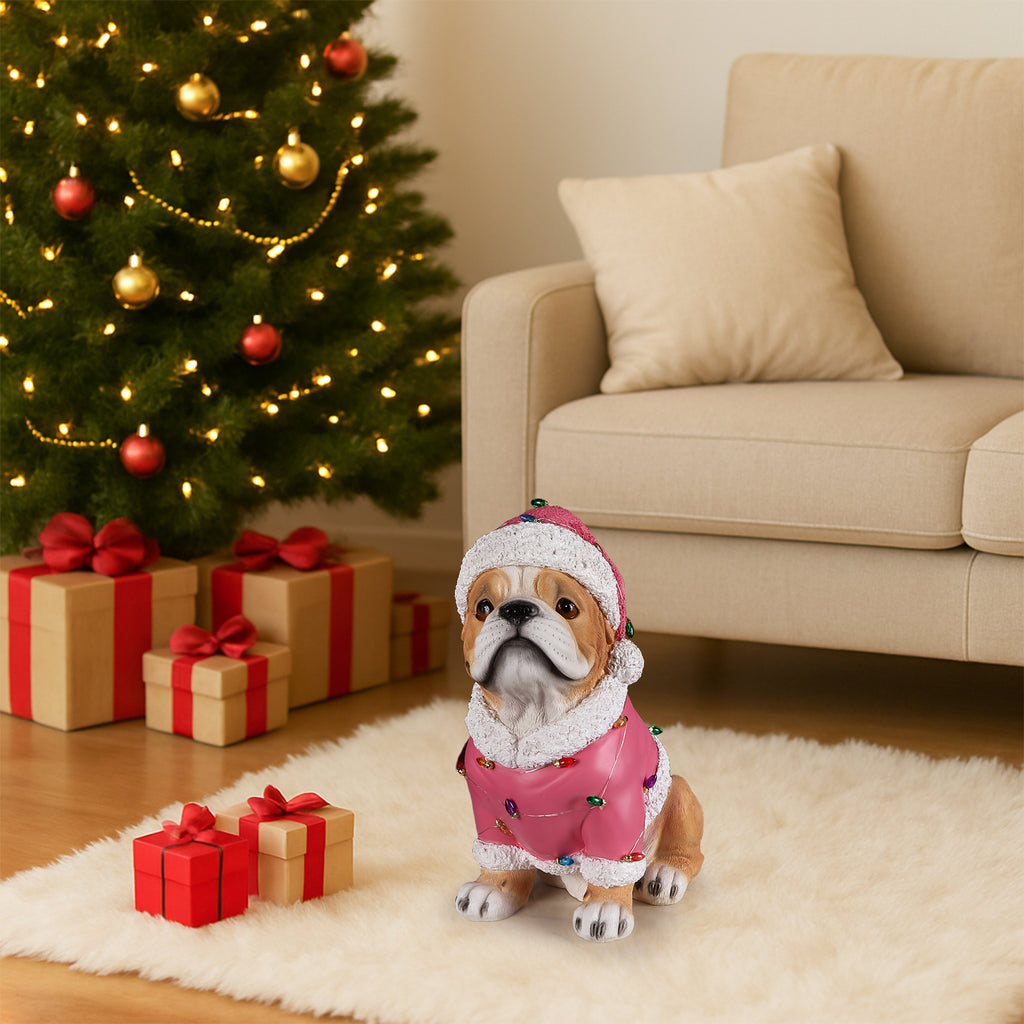 Christmas Pug Statue, Holiday Dog Figurine