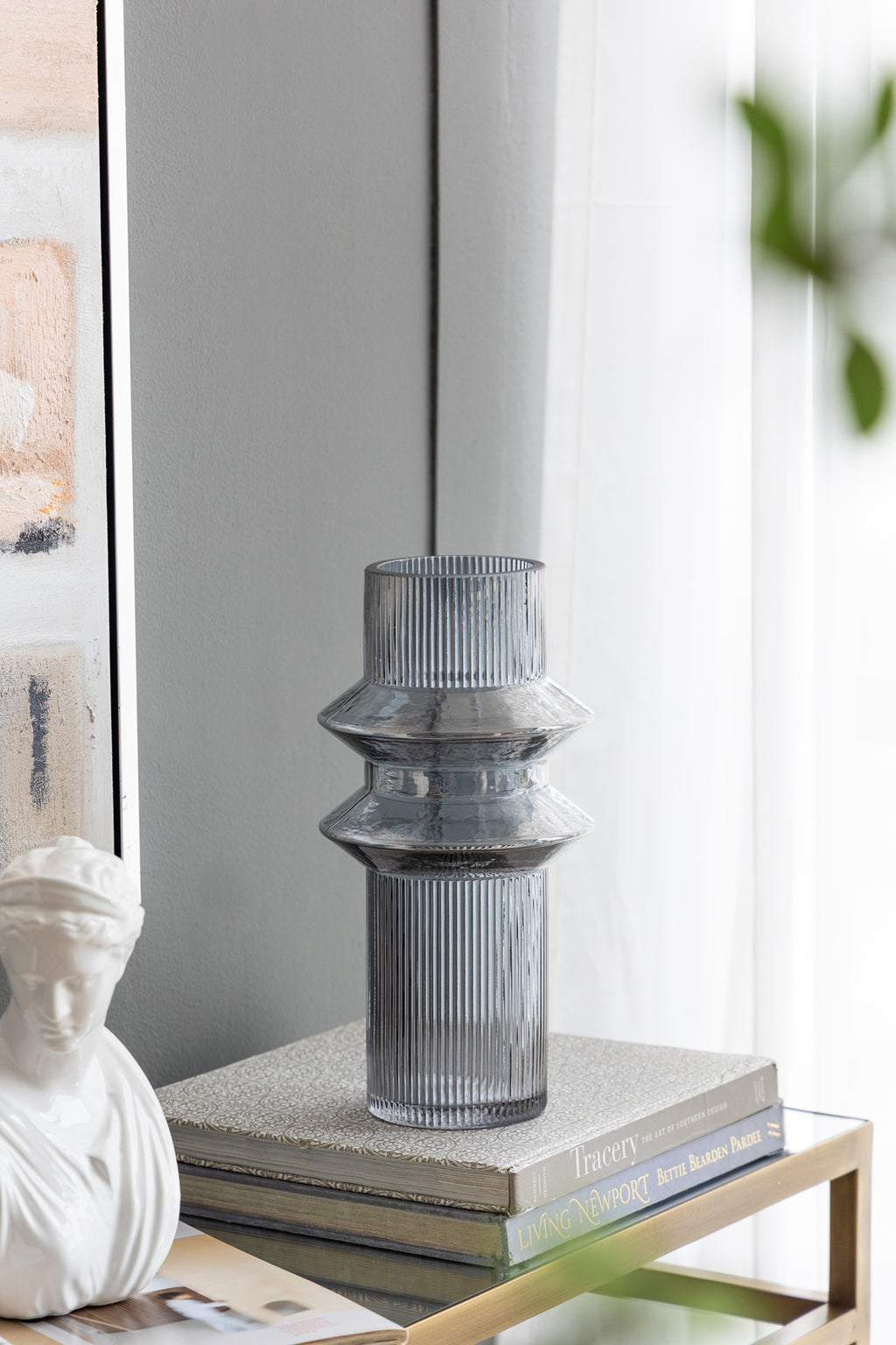 D5.9x11.8"H Fluted Accent Vases Set of 2