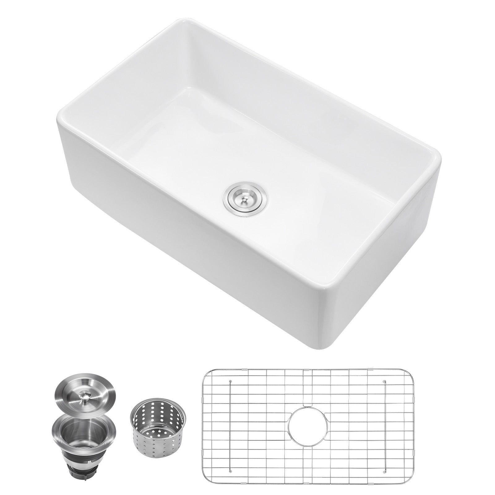 33.5x20 in Farmhouse Sink Undermount Kitchen Single Bowl Basin Fireclay