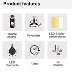 YUHAO 52 Inch Integrated LED Ceiling Fan Lighting with Remote Control