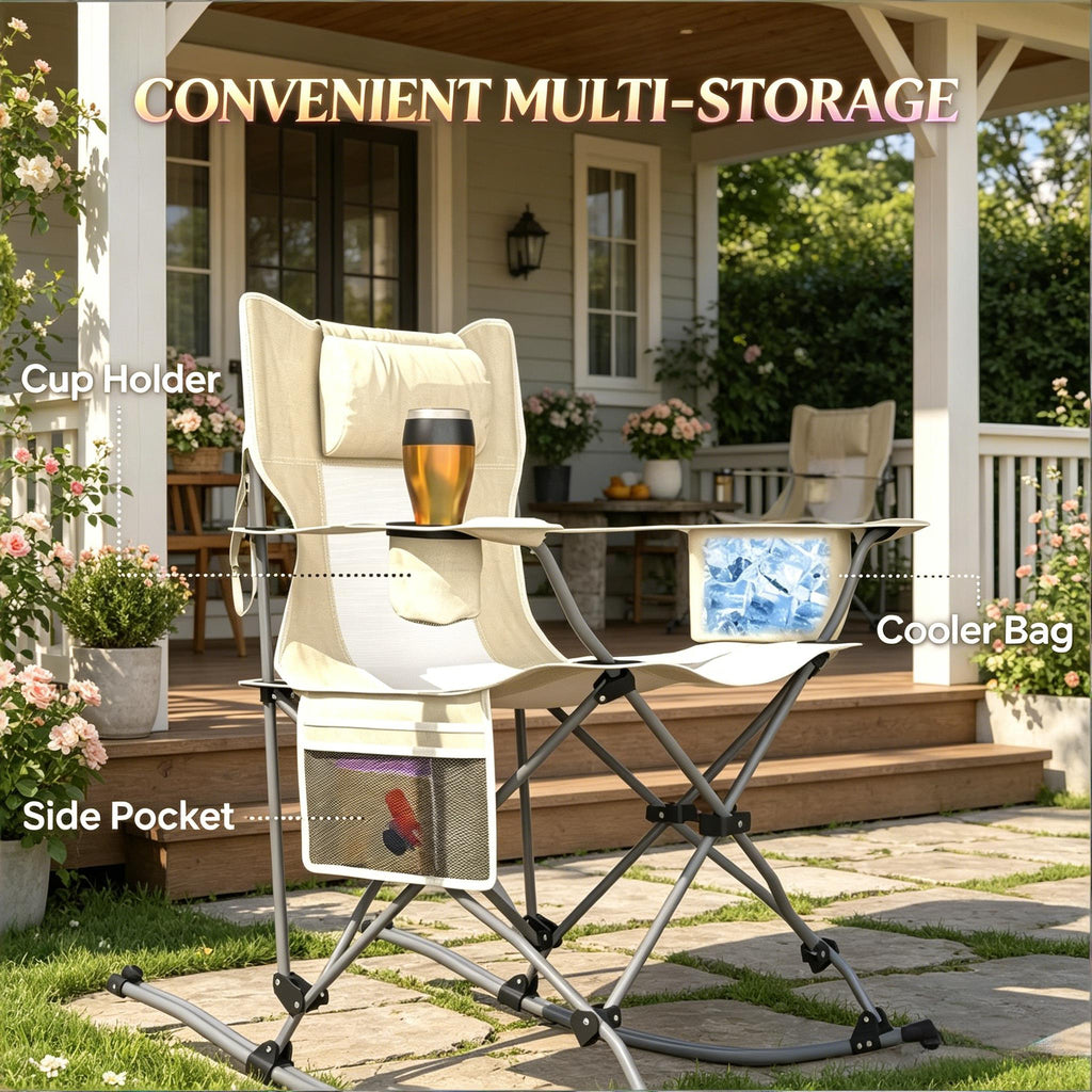Set of 2 Rocking Park Chair - Portable Outdoor Folding Chairs