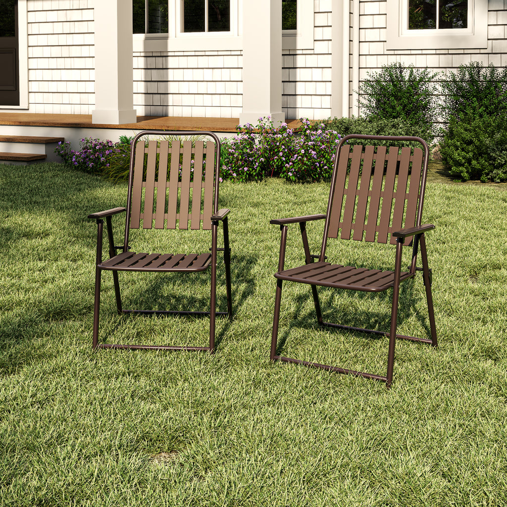Brown 2-Piece Folding Chair Set