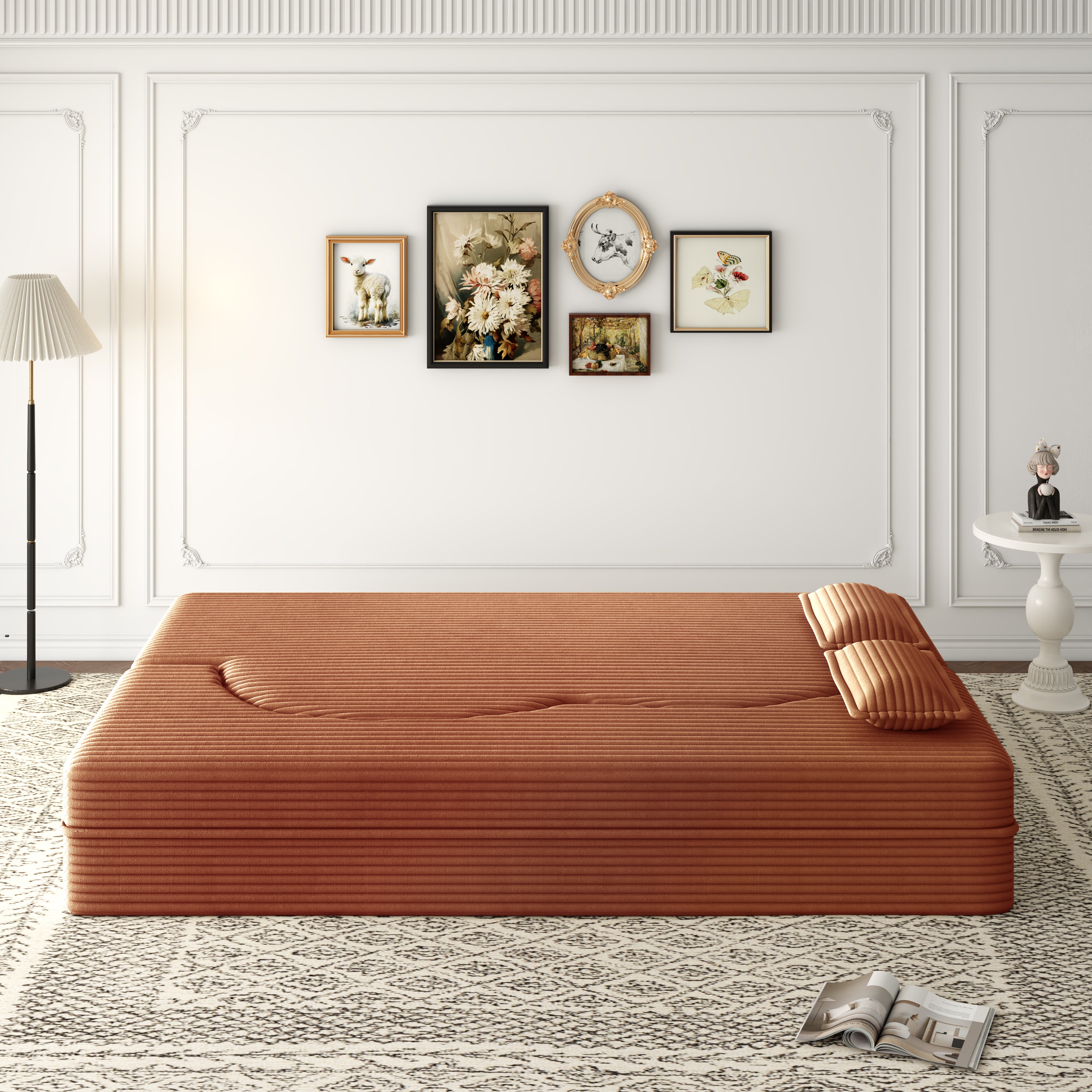 Modern Floor Sofa with 2 Pillows