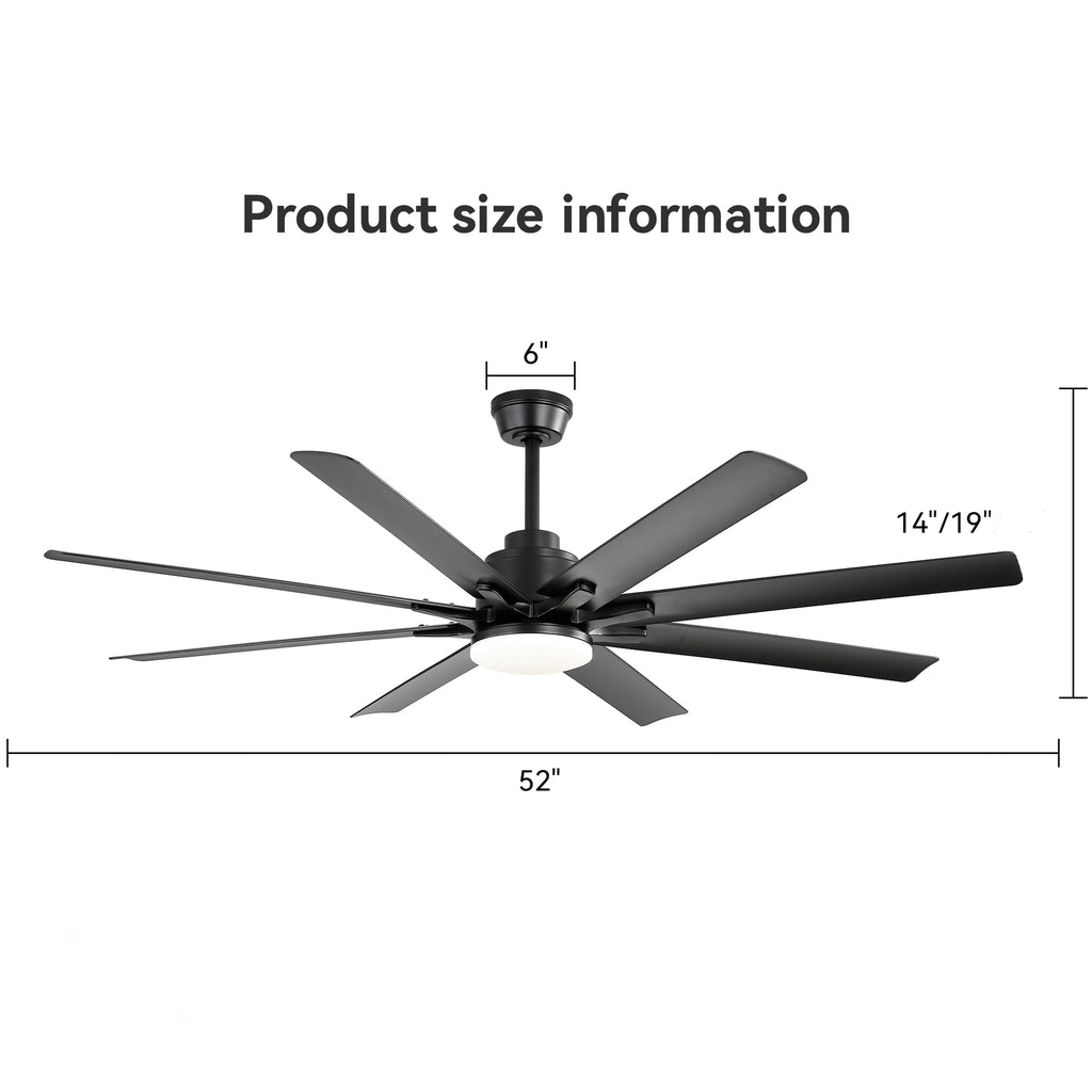 Modern 52-Inch Smart Ceiling Fan With Light