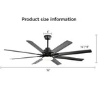 Modern 52-Inch Smart Ceiling Fan With Light