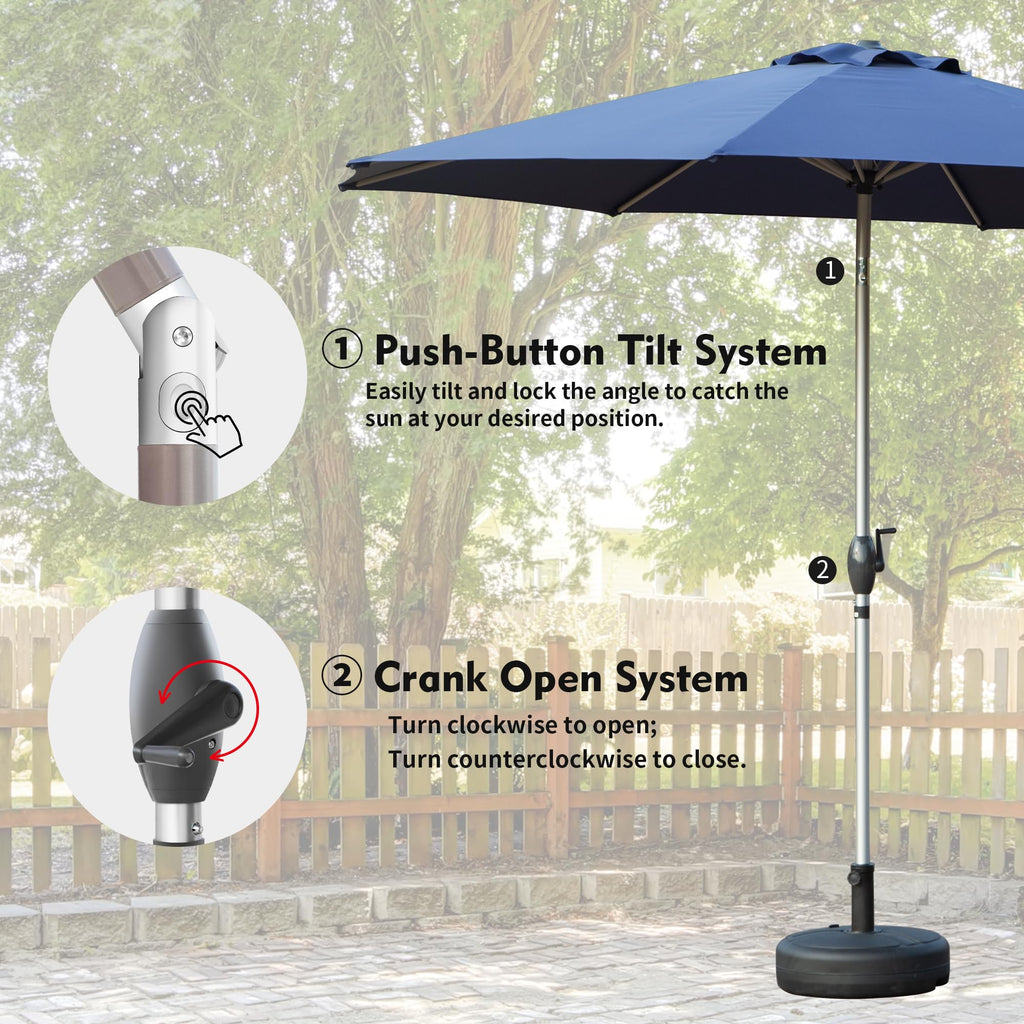10FT Patio Umbrella with Push Button Tilt and Crank