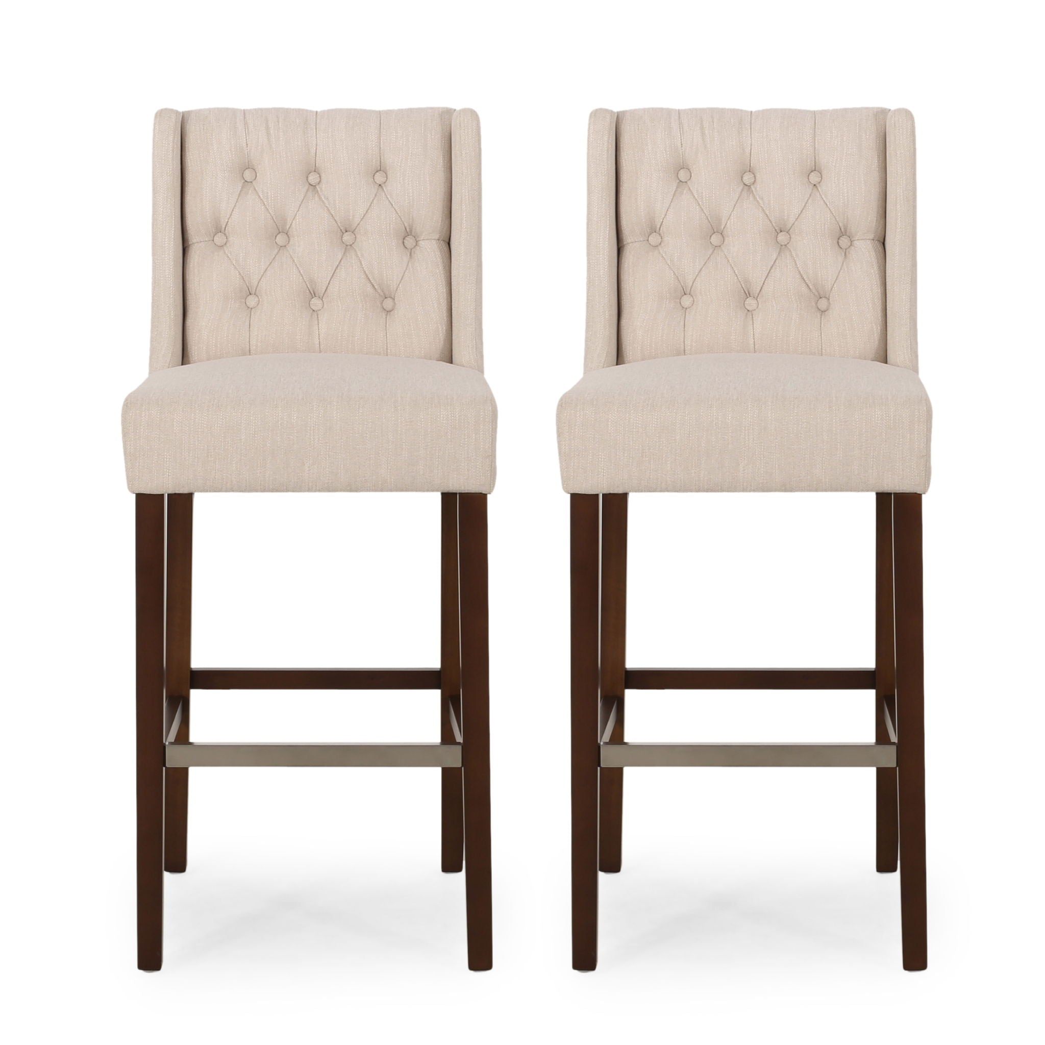Solstara Upholstered Dining Barstool with Button Tufted and Wing Back