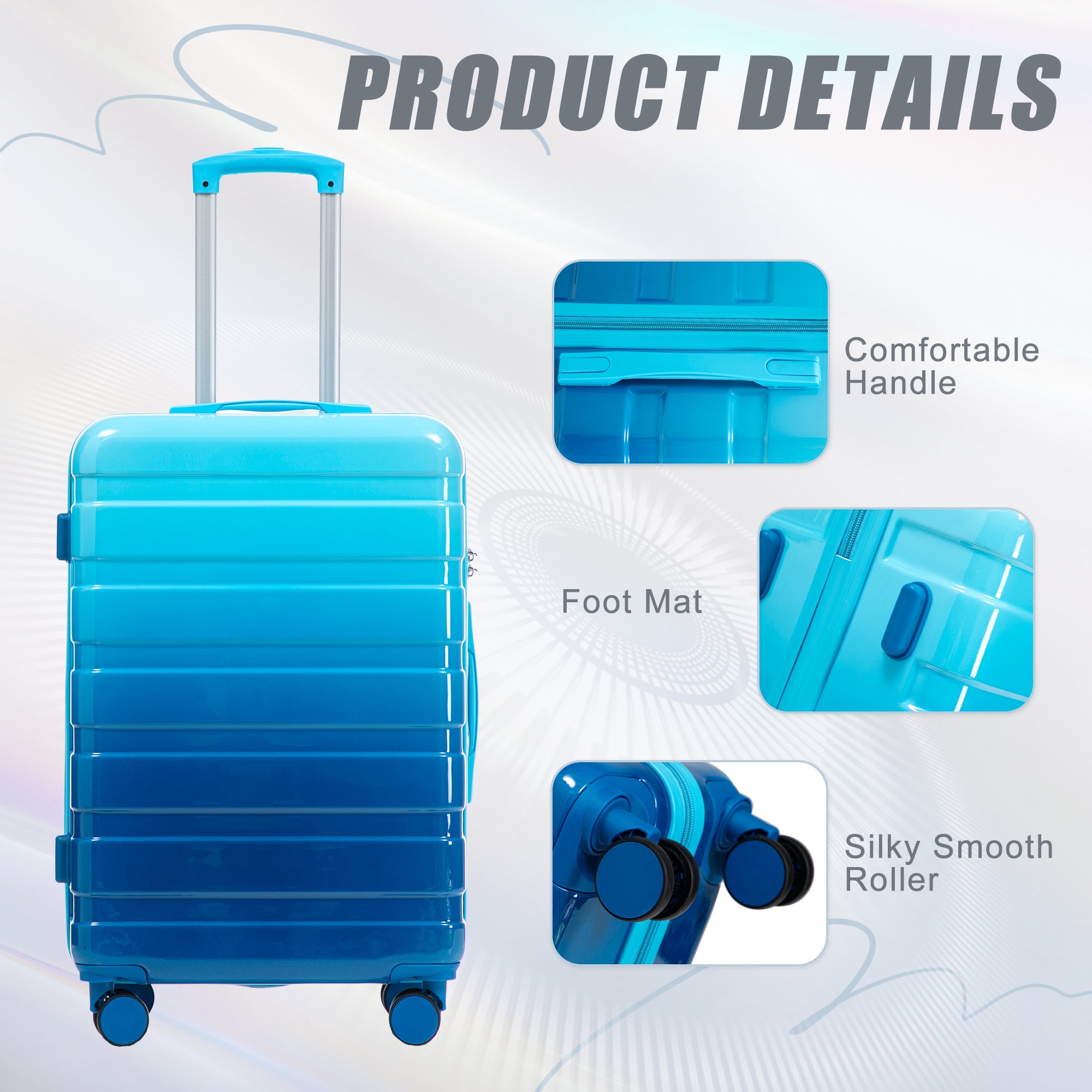 3-Piece Luggage Set - Gradient Color Spinner Wheels