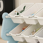 Kids Toy Storage Organizer with 2 Tier Bookshelf