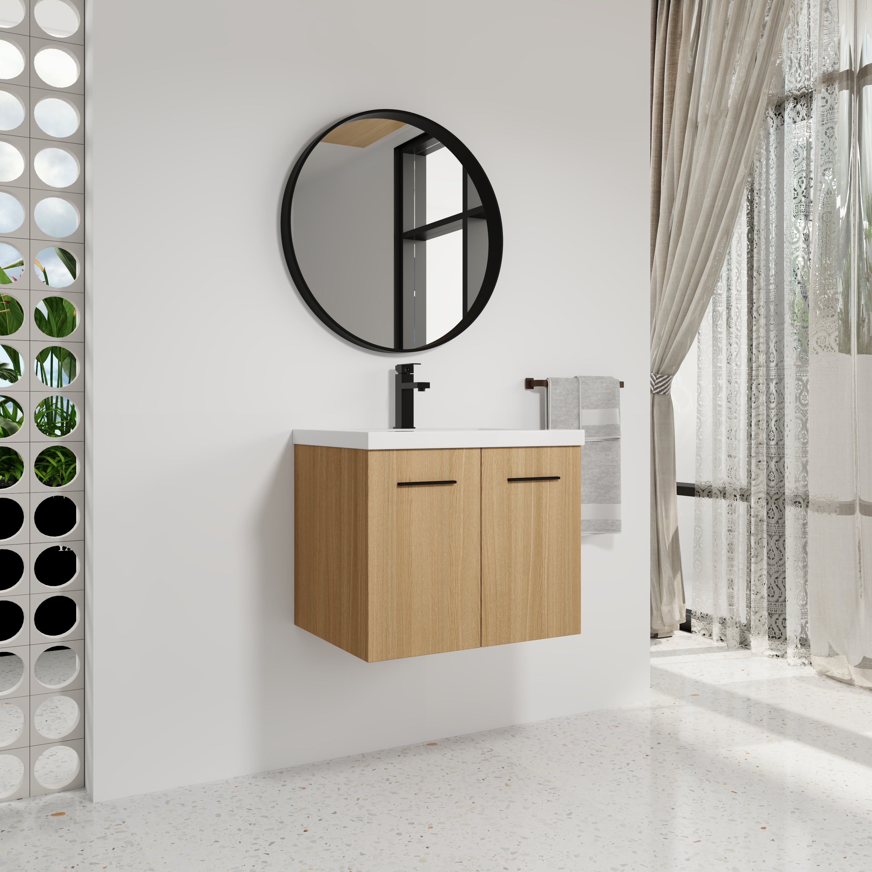 24" Floating Bathroom Vanity with Sink, Light