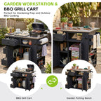 TOPMAX Outdoor Solid Wood Extendable Kitchen Island