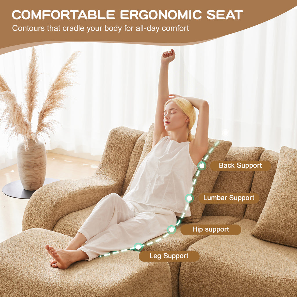 Soft Teddy Fabric Boneless Sofa