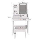 3-Color LED Vanity Mirror with Stool, Dressing Table for Bedroom
