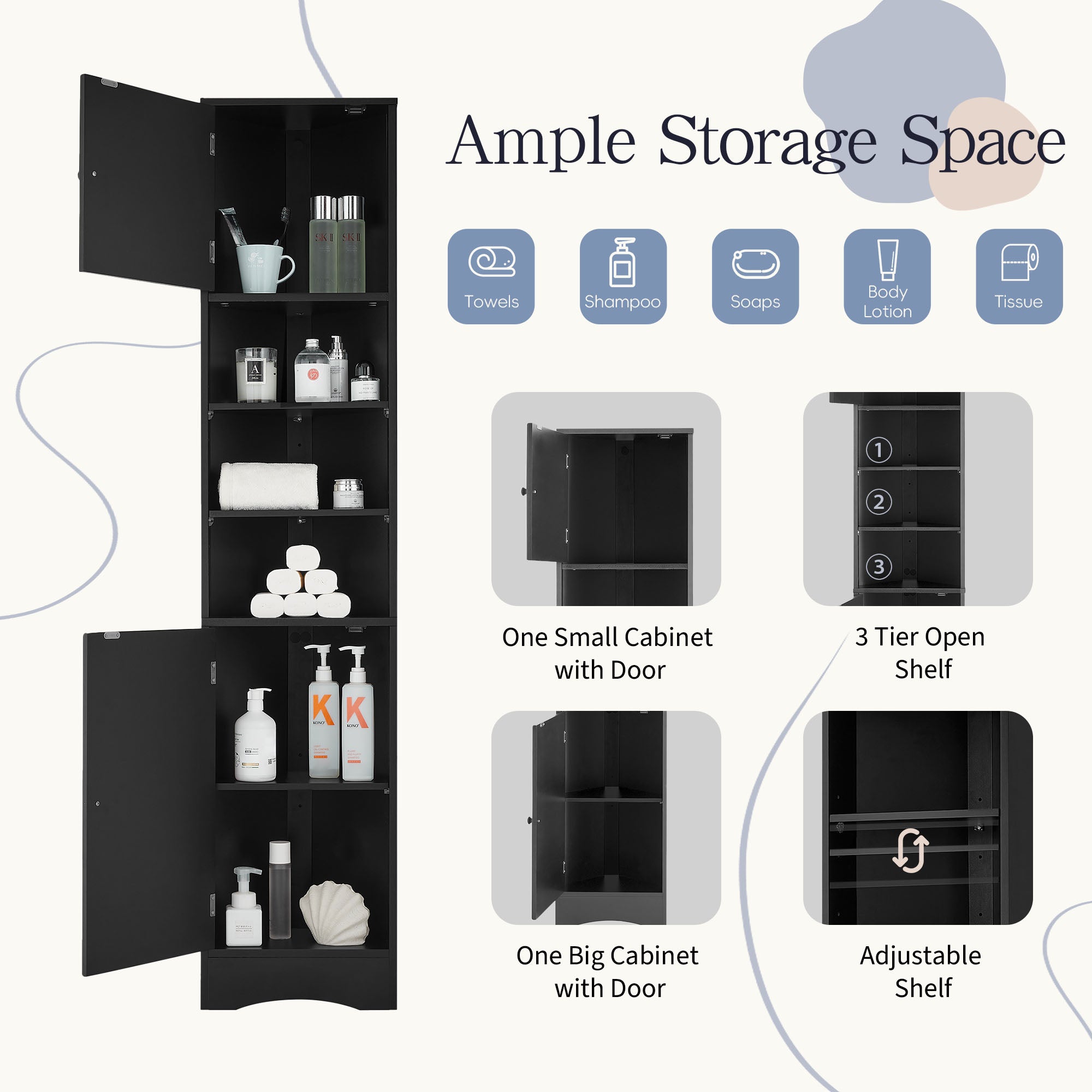 Multi-Functional Corner Cabinet Tall Bathroom Storage
