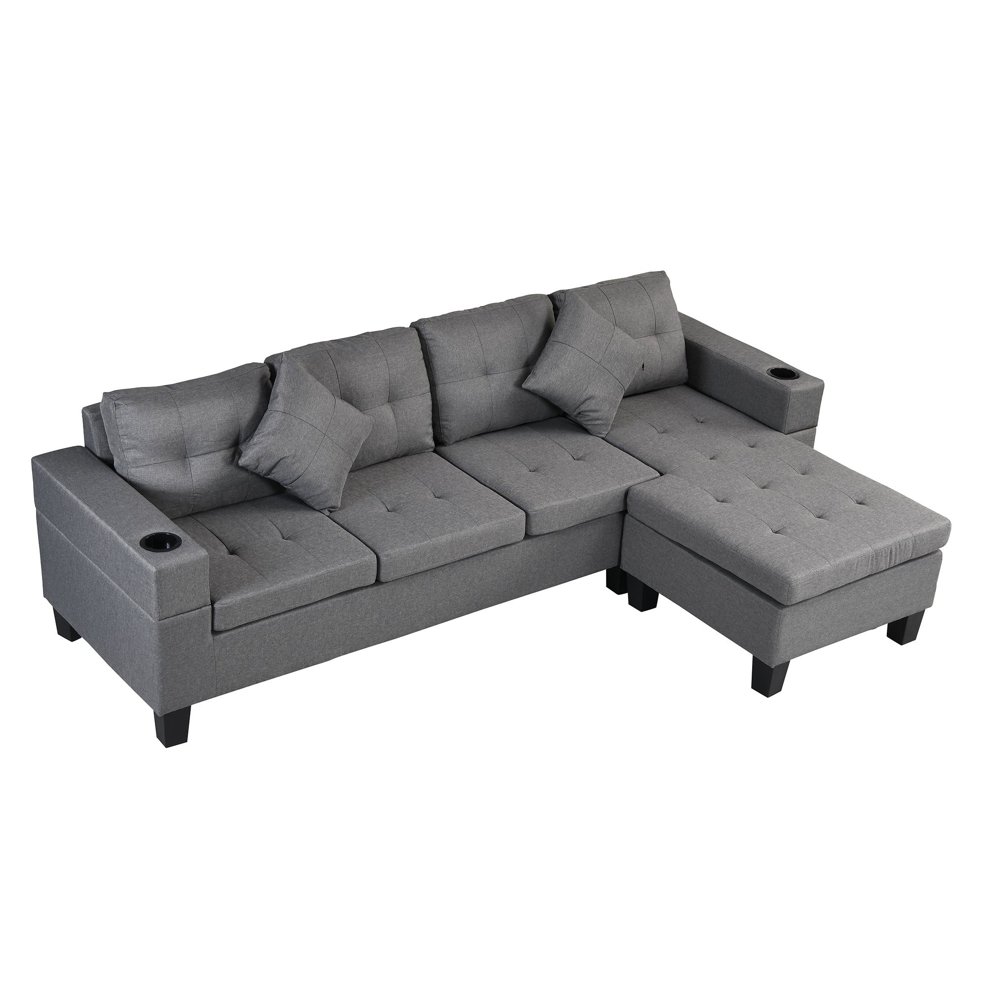 Modern L Shape Sectional Sofa Set with Chaise Lounge