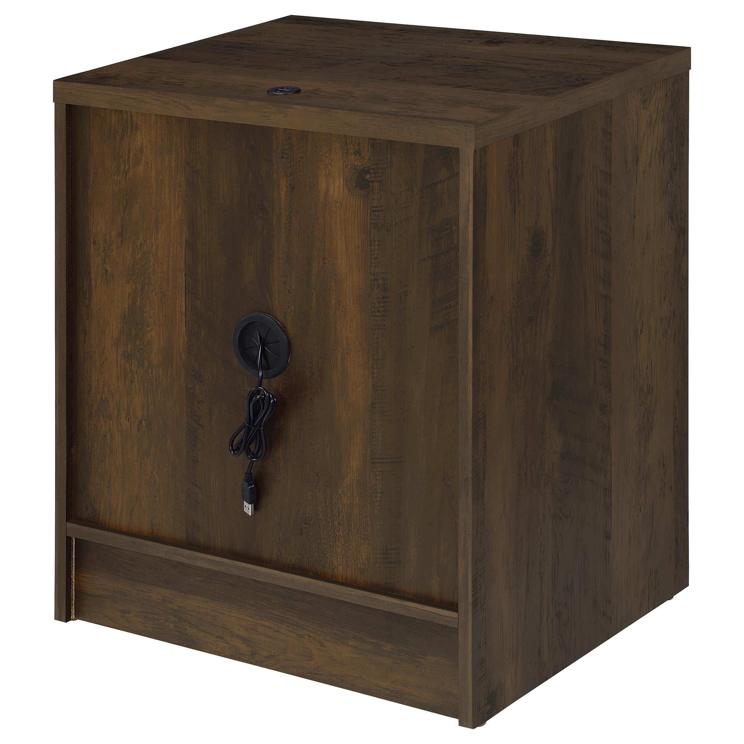 Geary Dark Pine 2-Drawer Nightstand with LED Lights and USB