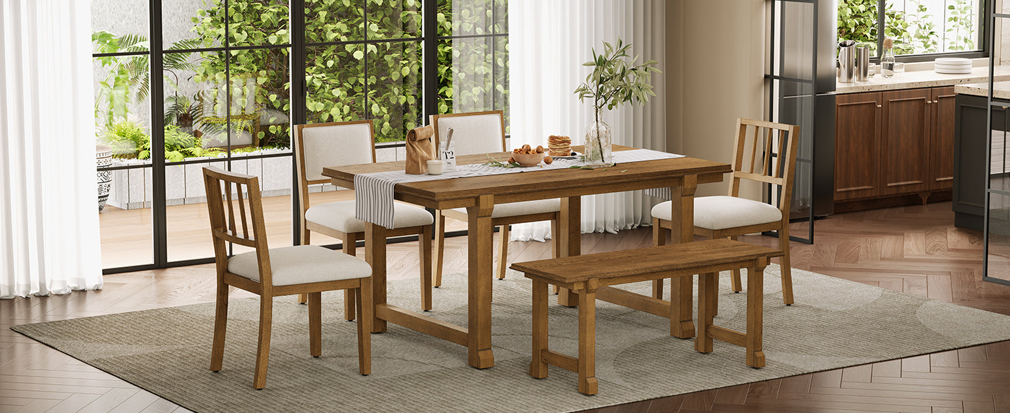 TREXM 6-Piece Farmhouse Dining Set for 6