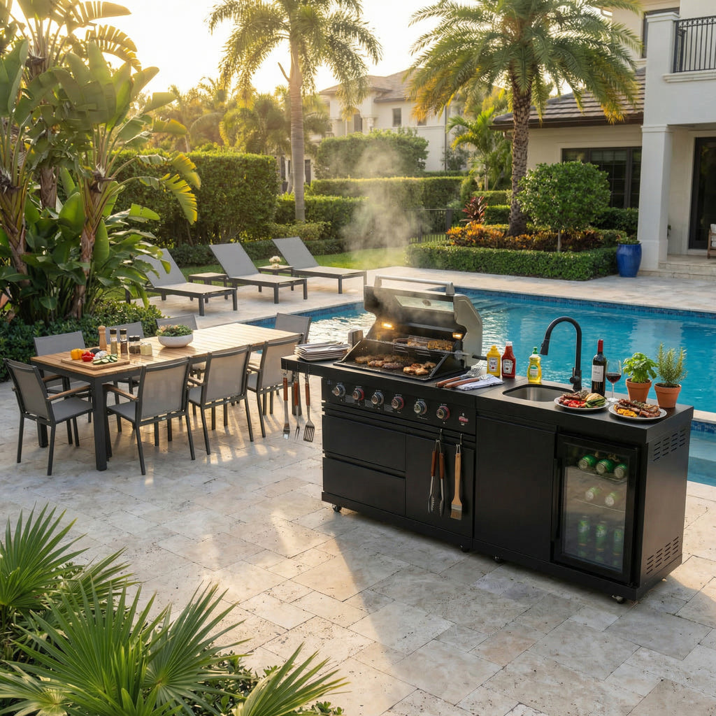 84-Inch Deluxe Stainless Steel Gas Outdoor Kitchen Barbecue Grill