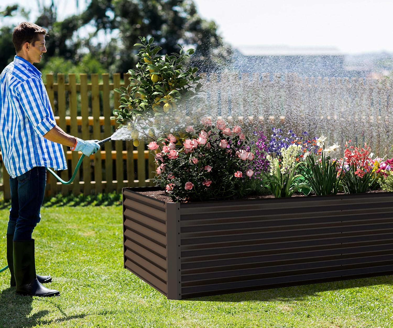 6x3x2ft Galvanized Raised Garden Bed