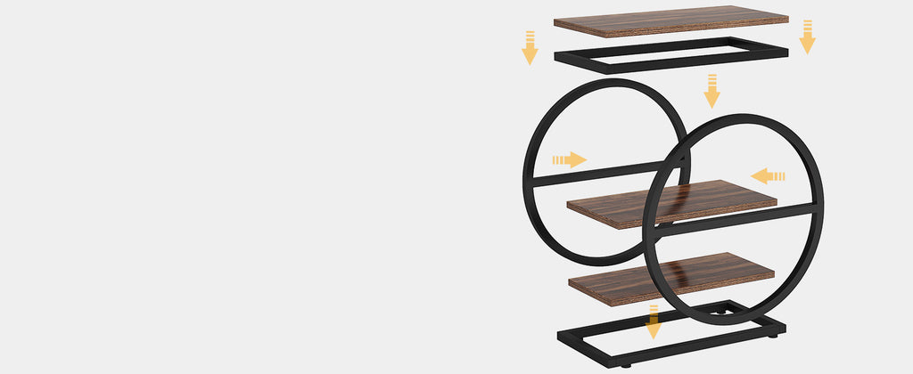 End Table Set of 2 with 3 Storage Shelves