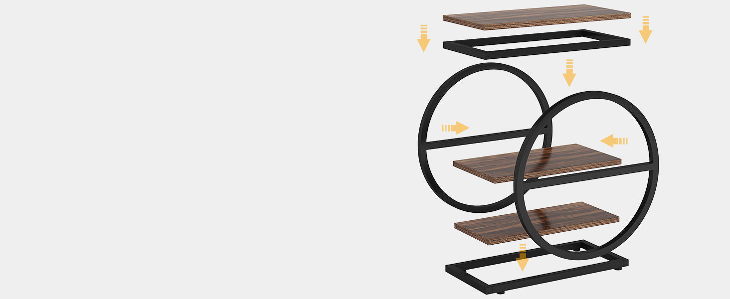 End Table Set of 2 with 3 Storage Shelves
