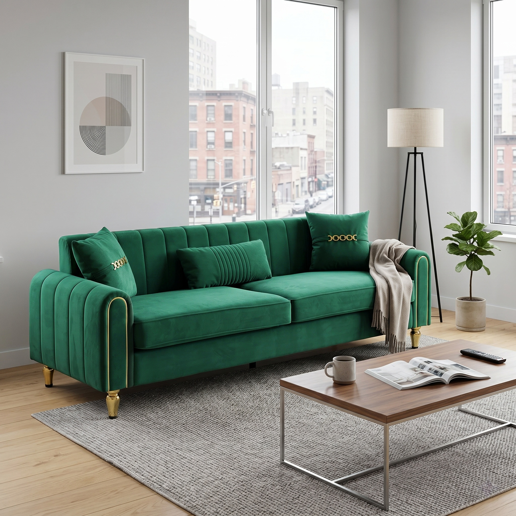 FX-P11-GR 3 Seater Contemporary Upholstered Sofa