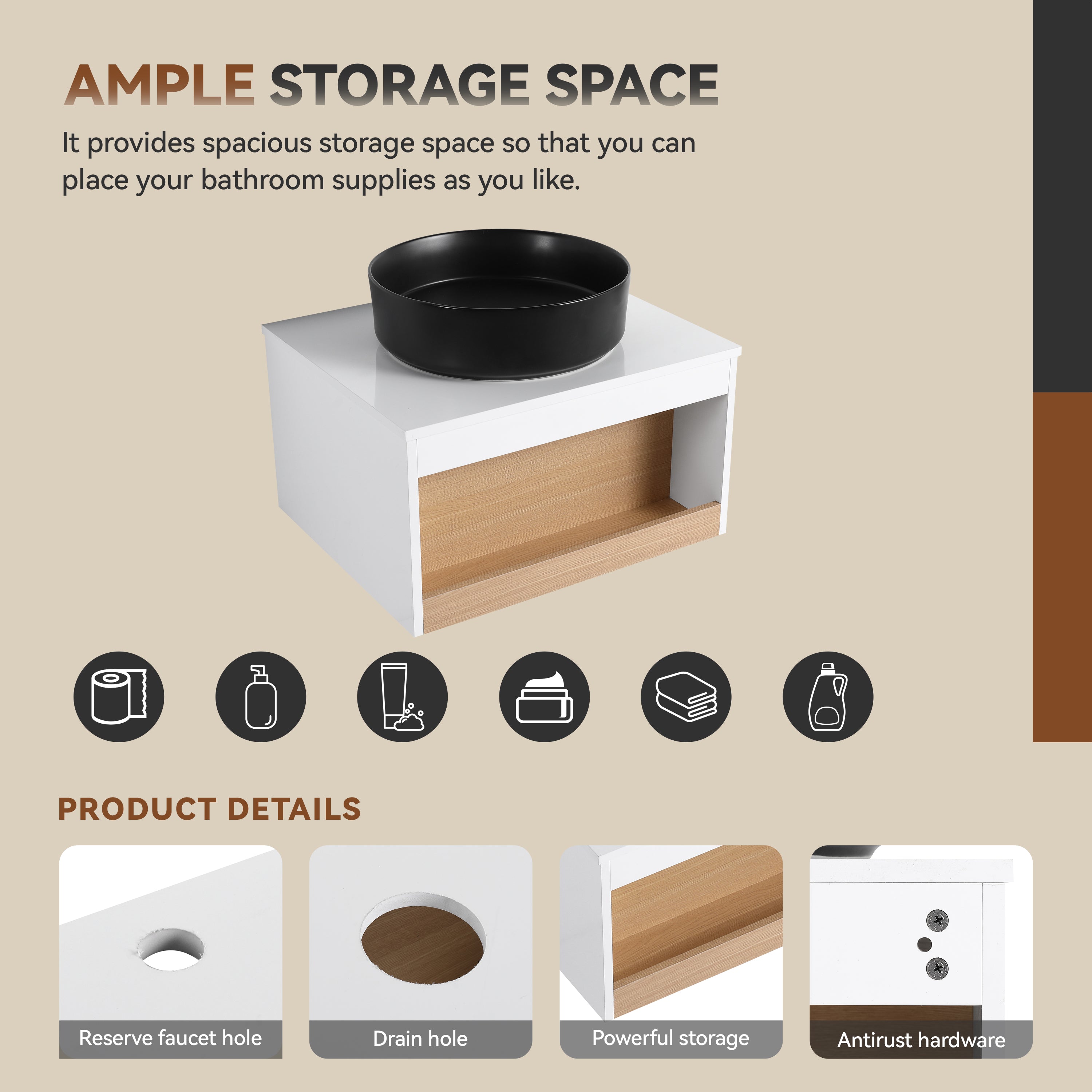 24" Floating Bathroom Vanity with Matte Finish
