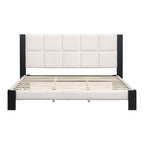 Boucle Cal King Bed Frame with Cube Headboard