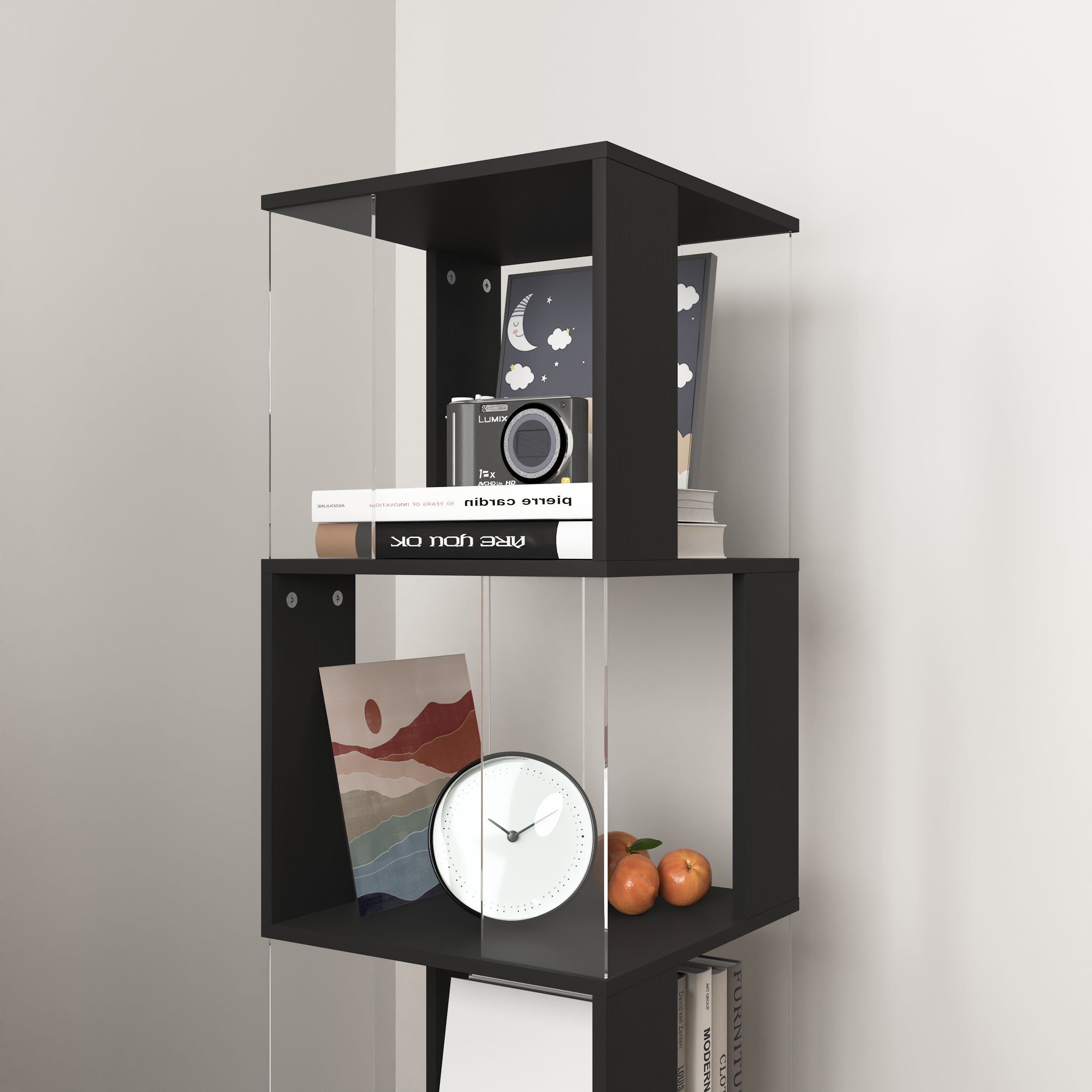 360° Rotating Bookshelf with Acrylic Plate