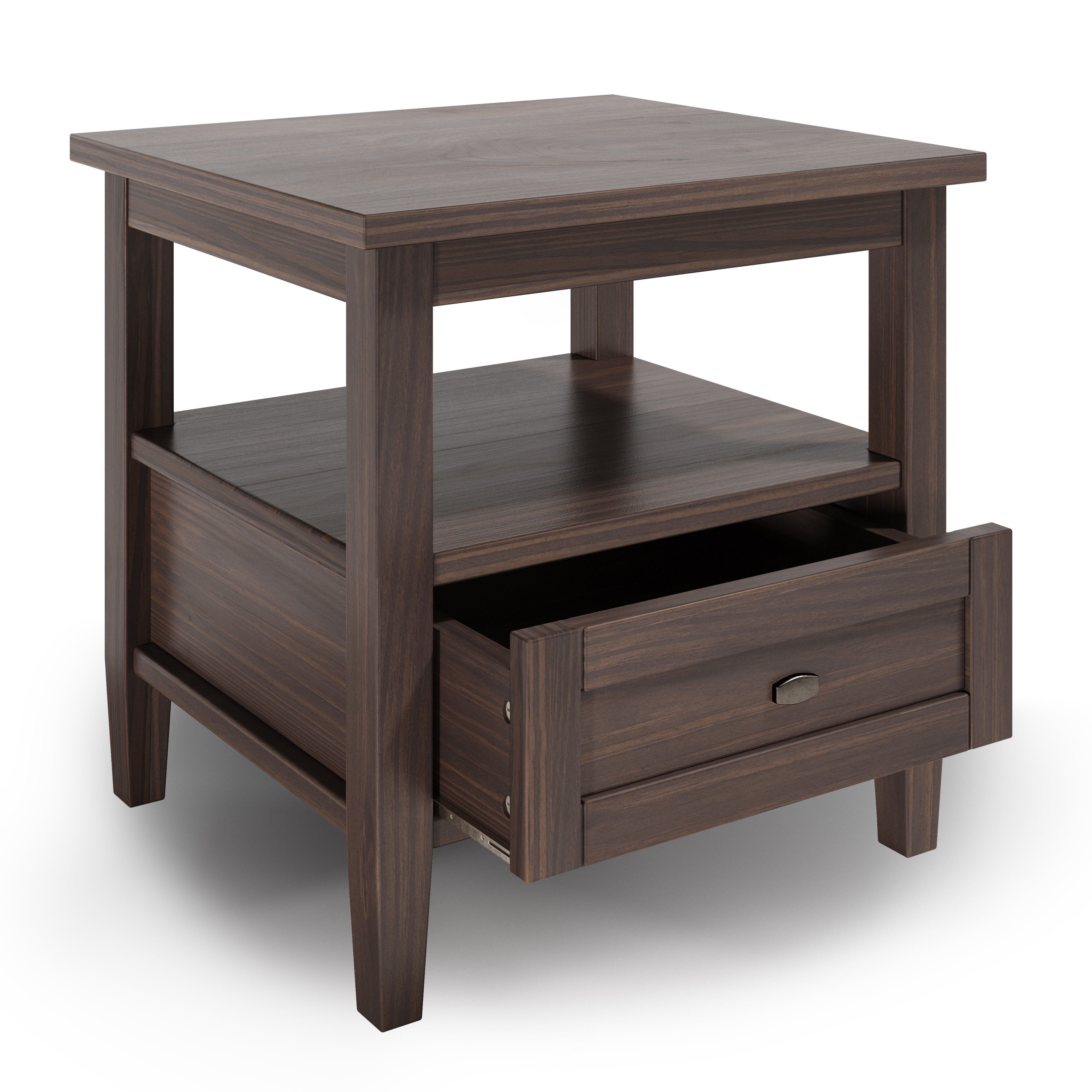 Warm Shaker Solid Wood 20 Inch Wide Transitional End Table